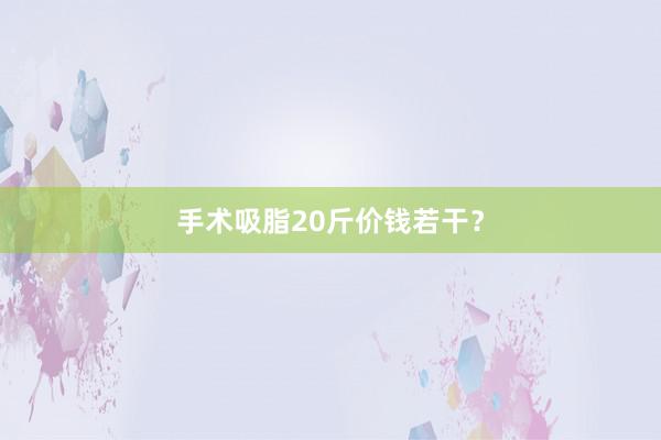 手术吸脂20斤价钱若干？