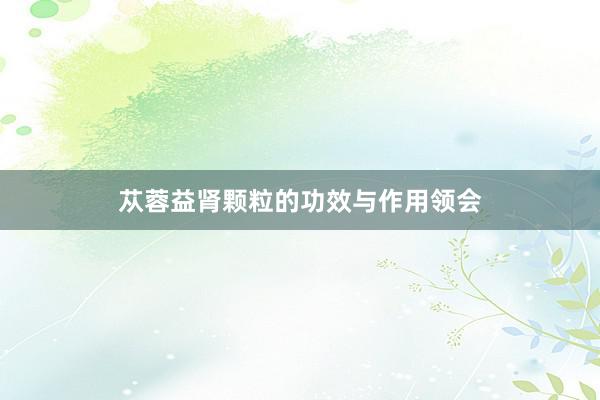 苁蓉益肾颗粒的功效与作用领会